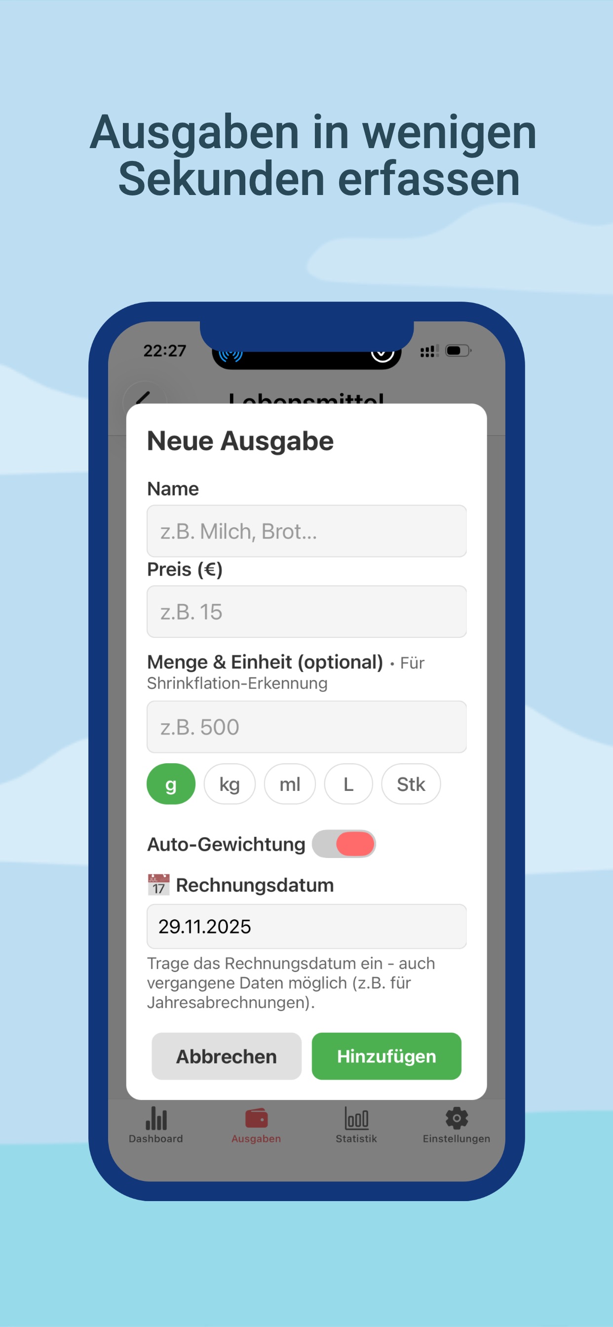 MeineInflation App — Preisdetail eines einzelnen Produkts